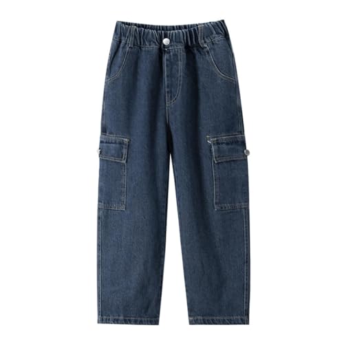 Teen Boys Baggy Cargo Jeans Y2k Wide Leg Elastic Waisted Fashion Denim Pants Comfortable Trousers with Pockets