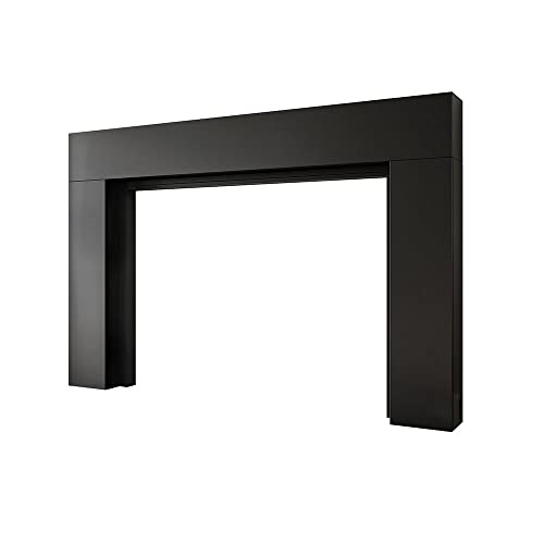 Image of Modern Ember Sabine Wood Fireplace Mantel Surround Kit, Black 48 inch x 42 inch Opening | 72 inch x 54 inch Overall | Minimal Modern Aesthetic; Includes Wooden Mantel Surround & Shelf