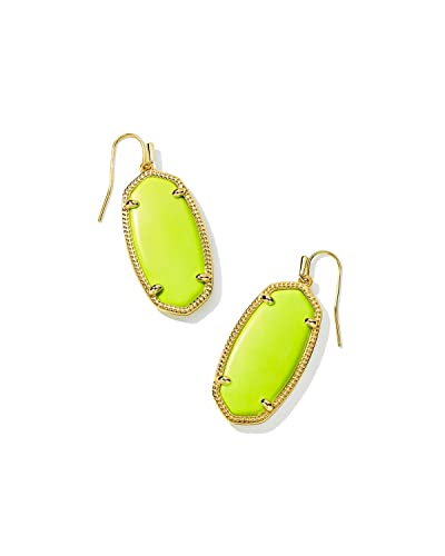 Kendra Scott Elle Drop Earrings For Women, Fashion Jewelry, 14K Gold-Plated, Neon Yellow #TOP26