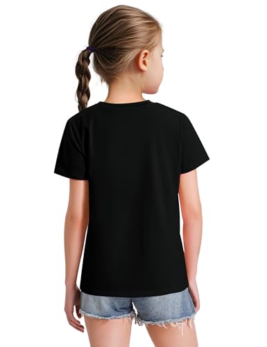 Image of KEREDA Girls Shirts Short Sleeve Soft Cotton T-Shirts Plain Tops for Kids