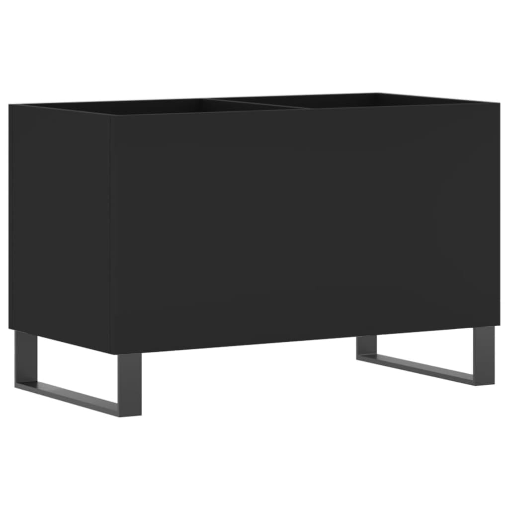 Armadio per dischi in vinile, nero, 74,5 x 38 x 48 cm, per collezione LP in vinile, con gambe in ferro, per giradischi