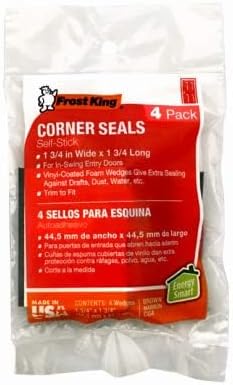 Frost King Door Corner Seal, White, Vinyl and Foam, CG4H, 3.25 x 0.75 Inches, 12 Count