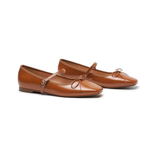 Image of C.Paravano Women's Mary Jane Flats | Square Toe Ballet Flats | Daily Wear Work Shoes | Dress Shoes with Adjustable Straps