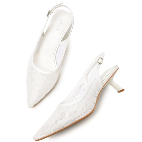 Image of Mostrin Kitten Heels for Women Pointed Toe Pumps Patent Leather Low Heel Slingback Heels with Buckle Dress Shoes for Dating Party Working