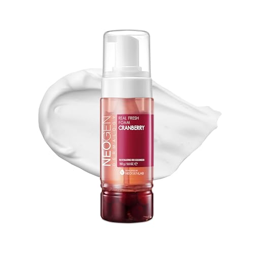 DERMALOGY by NEOGENLAB Real Fresh Foam Cleanser, Cranberry 5.6 Fl Oz (160g) - Revitalizing & Hydrating Gentle Cleansing Foam with Real Cranberries, Clean Beauty - Korean Skin Care
