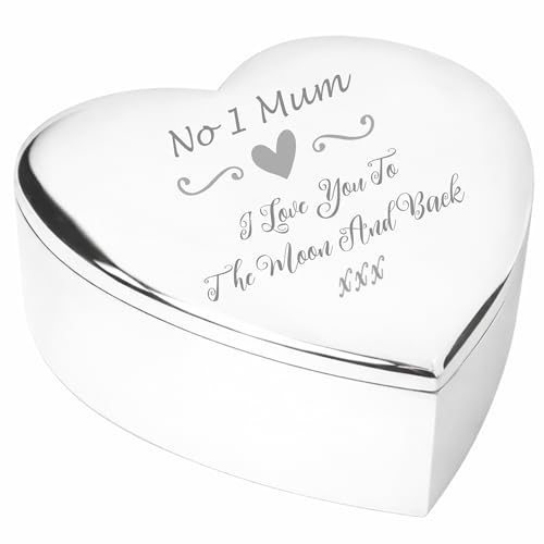 Chris Bag Of Goodies NO 1 MUM I LOVE YOU TO THE MOON & BACK Silver finish TRINKET BOX Gift Presents Ideas for my Mum Birthday Christmas Mothers Day Xmas Present Gifts from son daughter