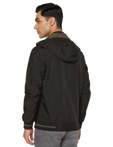Image of Qube By Fort Collins Men's Polyester Standard Length Regular Fit Reversible Winter Jacket with Ribbed Cuffs & Hood - Warm, Stylish & Versatile