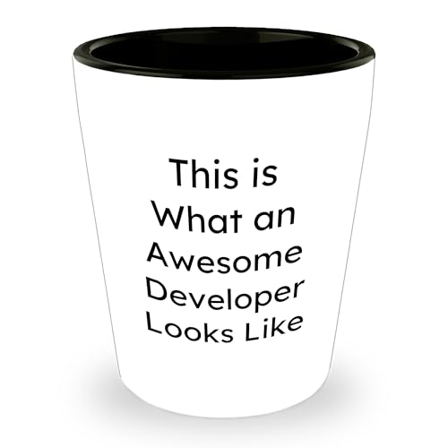 Funny Quote Developer Gift, This Is What An Awesome Developer Looks Like, 1.5oz Ceramic Shot Glass, Birthday, Gifts from Friends to Developer, Gifts for Developer