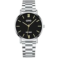 CIVO Montre Analogique Bracelet Homme: Argent Classique Quartz - Acier Inoxydable Montres Étanche Cadeau