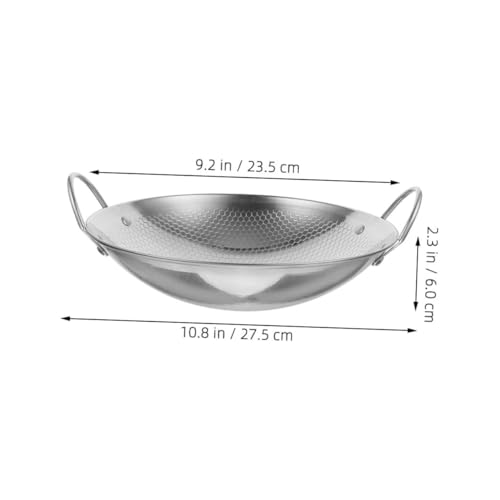 Wok de acero inoxidable para cocina liviano con asas dobles miniatura 2