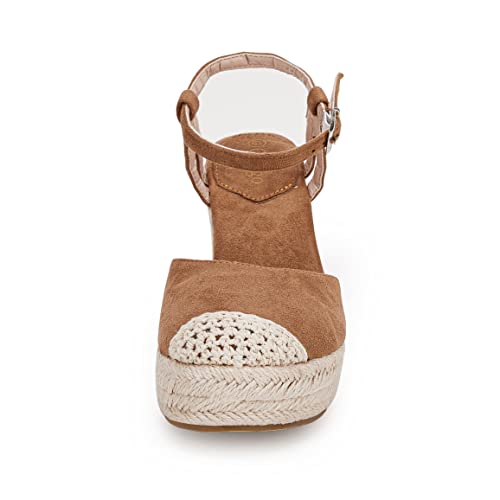 Women's Espadrilles Wedge Platform Sandals Closed Cap Toe Ankle Buckle Strap Summer Shoes #TOP3