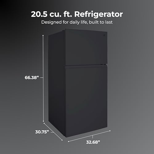 Image of Kenmore 33 inch Top Mount Refrigerator with Freezer - Adjustable Shelving, Humidity-Controlled Crispers, Optional Ice Maker, LED Lighting, ENERGY STAR Certified, 20.5 cu. ft. Capacity - Black