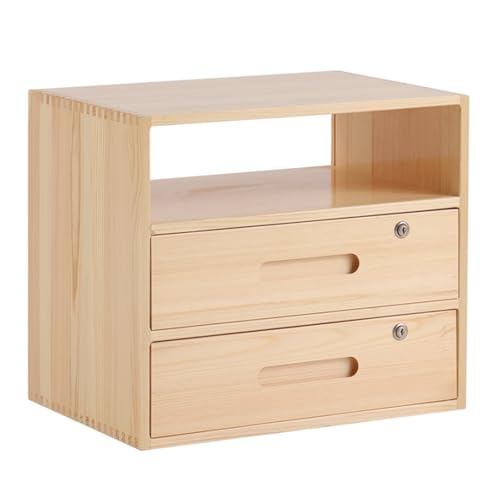 Armario de almacenamiento de escritorio de madera maciza con cajón con cerradura, no requiere montaje para la organización de dormitorio o sala de estar