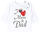 TupTam Unisex Baby Langarmshirt mit Spruch Aufdruck 3er Set, Farbe: I Love Dad Mum Weiß Katze Aprikose Maus Pink, Größe: 68