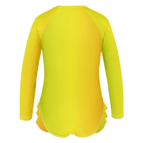 One Piece Girls Swimsuit Long Sleeve Rashguard Girls' Swimwear, Rainbow Gradient 3T3