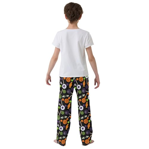 ZZXXB Halloween Candy Print Boys Long Pants Soft Trousers Elastic Waist Kids Lounge Bottoms with Pockets S-XL3