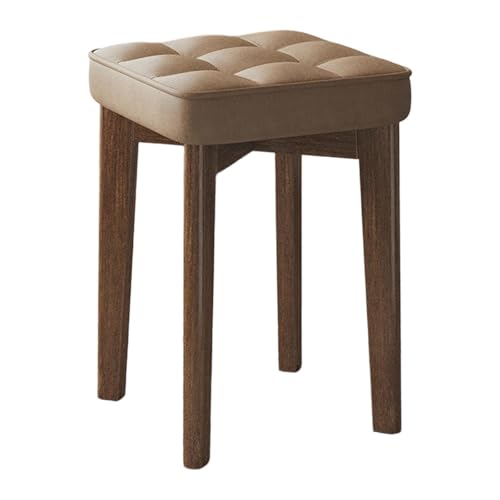 Qianly Solid Wood Stool Non Slip Feet Pad 45cm Tall Bar Upholstered Stool for Living Room