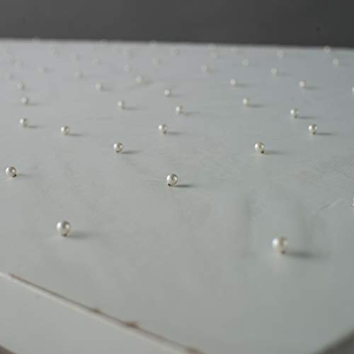 Nappe Gaze avec Perles Blanc Anti-Pli pour Table Rectangulaire Froissée - 5