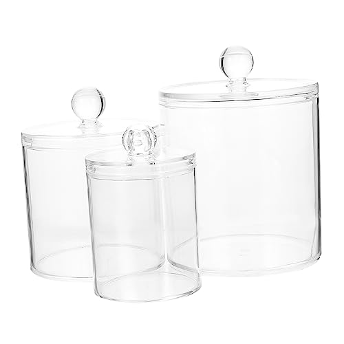 CLISPEED Caja De 3 Piezas Caja De Almacenamiento De Baño Boticario Decoración Del Baño Cosmético Pequeño Torunda Contenedores Consejos Tarro De Hisopo De Algodón Pd