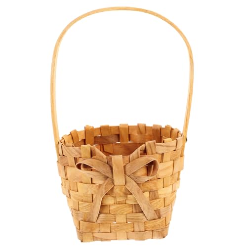 CIYODO Woven Storage Basket with Handle Hand Woven Decorative Basket for Weddings Picnics and Home Durable Artistic Design for Fruits and Flowers Multi Functional