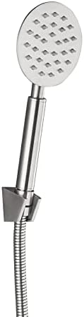 Heyalan Shower Wand Handheld Showerhead Wand Spray High Pressure Flow Brushed Nickel 1 Mode Hand Held Round SUS304 Sprayer Bathroom High Powerful Single Function Shower Head Bracket&Water Hose Include