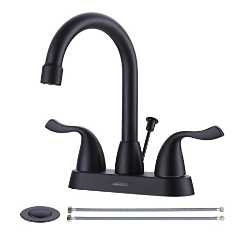 Robinet de salle de bain haut de gamme ARCORA noir mat double commande avec bonde de vidange complète