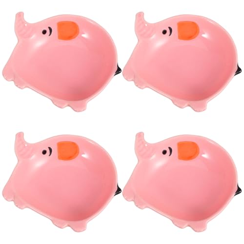Unomor 4pcs Adorable Elephant Ceramic Tea Bag Rest Dish Fun Snack Plate Condiment Tray for Home Office Use Sturdy and Whimsical Decorative Tea Tray