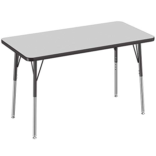 FDP 24" x 48" Rectangle Table with Swivel Glide Legs - Gray/Black
