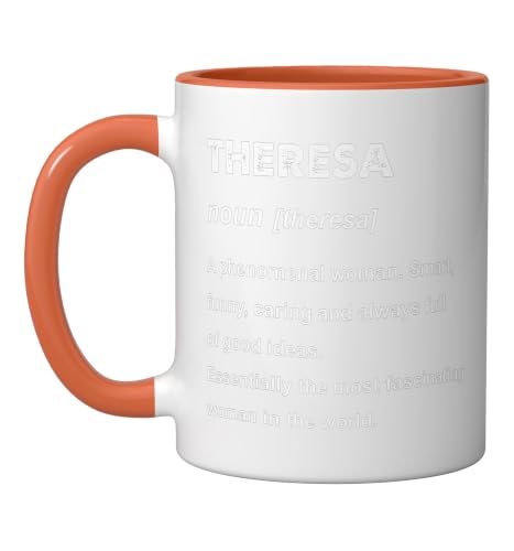Theresa Name Shirt | Theresa Ceramic Mug, Orange/White