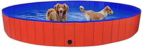 FAMIROSA Foldable Dog Swimming Pool Red 78.7