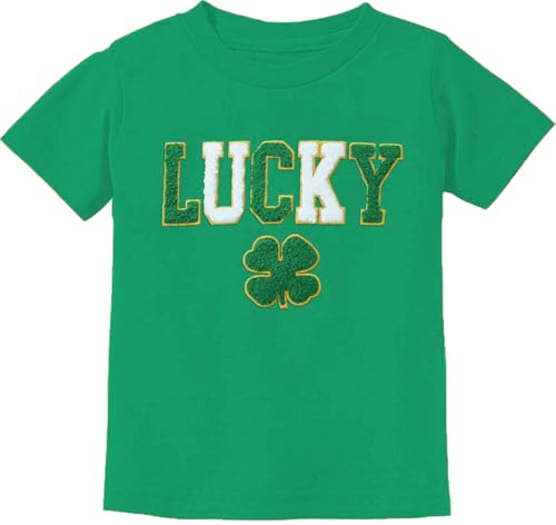 Toddler Boy Girl St Patrick's Day T-Shirt Lucky Shamrock Tees Chenille Patch Irish Tops