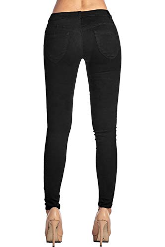 2LUV Women's Stretchy 5 Pocket Skinny Super Comfy Uniform Pants Back to School Junior Clothing Apparel Black 173