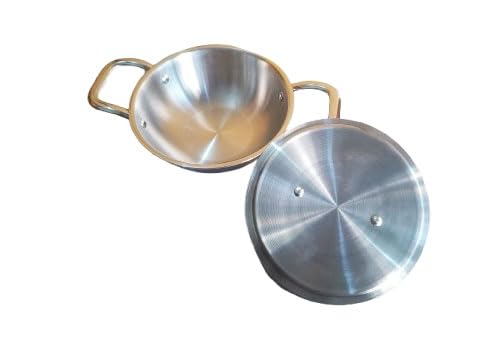 Kadai de acero inoxidable Triply con tapa, tamaño 18 miniatura 3