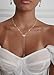 FAONDU Silver Y-Shaped Necklace for Women, 14k Silver, 16.5 inches, Star CZ Stones, Modern Space Theme, Women's Fashion Jewelry