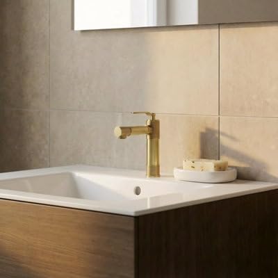 Mitigeur de lavabo GoodHome Sauga robinet vasque bicolore chrome or moderne