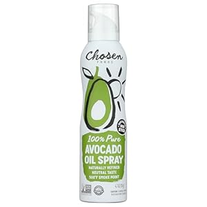 Chosen Foods 100% Pure Avocado Oil Spray 4.7 oz (1 Pack), Non-GMO, 500°F Smoke Point, Propellant-Free, Air Pressure Only for High-Heat Cooking, Baking and Frying