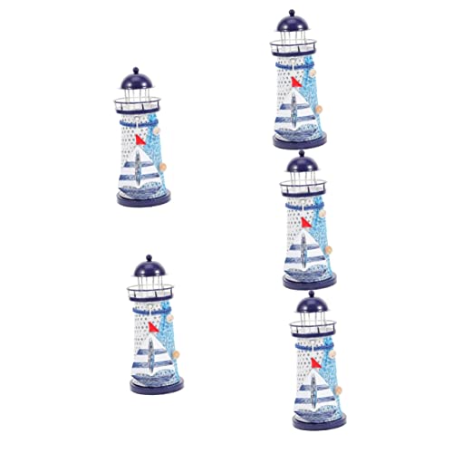 Besportble 5Pcs Mediterranean Lighthouse Pendulum Wedding Table Decorations Wedding Centerpieces For Tables Mini Gifts Lighthouse Candle Holders Nautical Gifts Lighthouse Figurines Iron Desk #TOP17