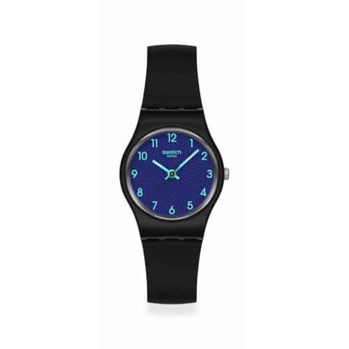 Swatch Reloj Analógico con Esfera Azul Oscuro, Números Luminosos Verde Claro, Caja y Correa Negra Mate lb188 Swatch Reloj Analógico con Esfera Azul Oscuro, Números Luminosos Verde Claro, Caja y Correa Negra Mate lb188