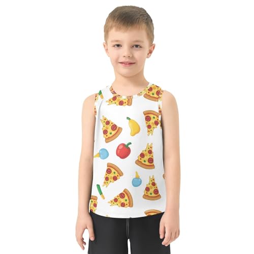 J JOYSAY Cartoon Pizza Chili Boys Tank Top Sleeveless Muscle Shirts Quick Dry Workout Active Sport Kids T-Shirts 3-15T2