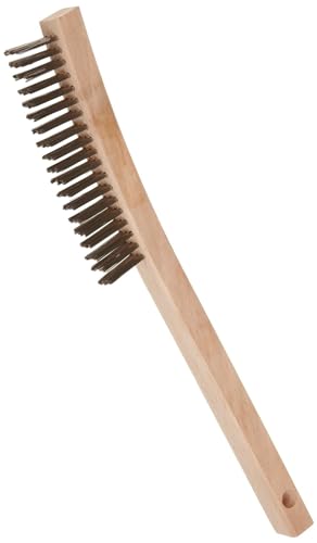 Image of Weiler 44054 Hand Wire Scratch Brush, .012 Stainless Steel Fill, Curved Handle, 3 X 19 Rows (Pack of 12)