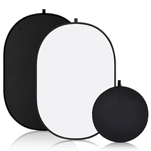 5×3.3 ft(1.5mX1m) Collapsible Backdrop, Portable 2 in 1 Black and White Backgrounds with Carrying Bag, Reversible Collapsible Photography Reflector for Studio, Video & Live Streaming