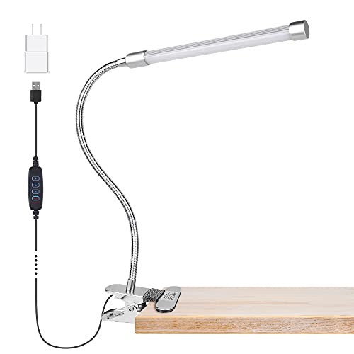 Qooltek LED Desk Lamp Clip on Light Book Reading Lights with 3 Lighting Model 10-Level Dimming for Bed Headboard,Table,Task Lighting