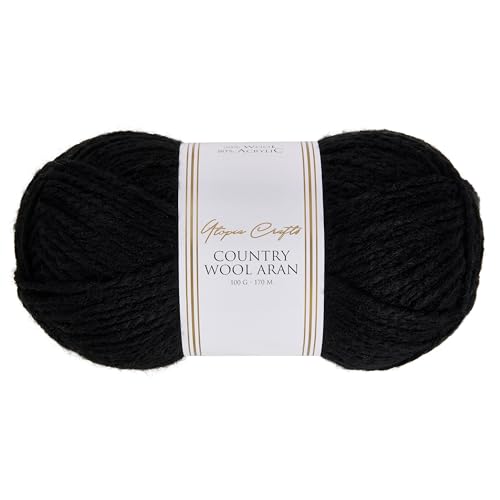 Utopia Crafts Country Wool Blend Aran Yarn for Knitting and Crochet 100g (1, Black)