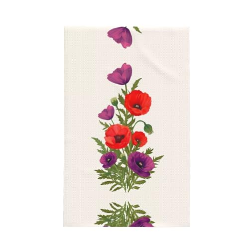 hhxvcv Toalla de cocina con estampado de flores de amapola, paños de cocina con lazo para colgar, trapos de limpieza para tareas domésticas, té