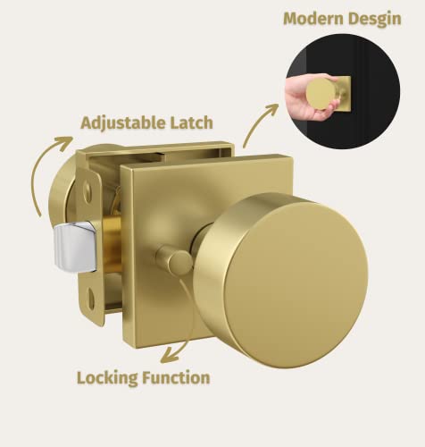 Mega Handles Privacy I Door Knob For Hallway, Closet And Bathroom I Reversible Heavy Duty Design I Fits All Standard Door Sizes I Screws Included - Satin Brass (1 Pack) #TOP1