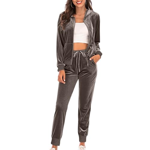 Survêtement en velours femme veste zippée ensemble pantalon sport