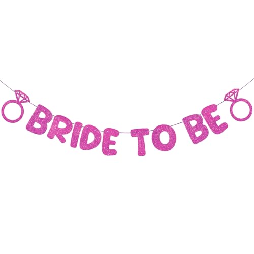 Breling Pre Strung Bride to Be Glitter Banner Bridal Shower Decorations Bride to Be Sign Bachelorette Party Banner Bridal Shower Garland for Engagement Wedding Party Decorations(Hot Pink)