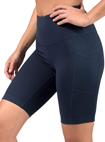 90 Degree By Reflex - High Waist Power Flex Biker Shorts With Side Pockets - 5", 7", 9" - Dark Navy 9" - Small #TOP1