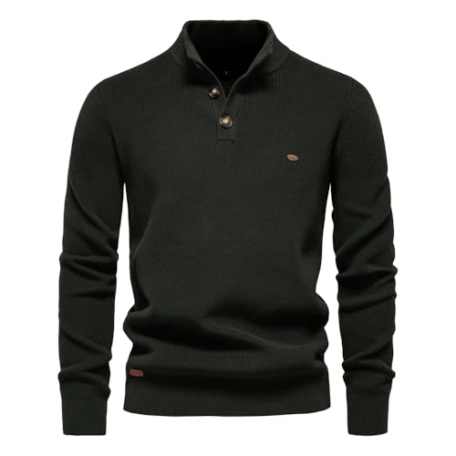 Men Mock Neck Button Sweater Casual Knitted Sweaters Turtleneck Pullover Polo Sweaters for Men