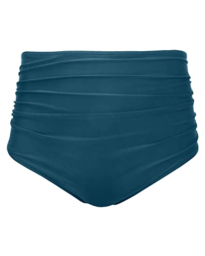Image of Tempt Me Women High Waisted Bikini Bottom Retro Ruched Swim Bottom Shirred Tankinis Brief